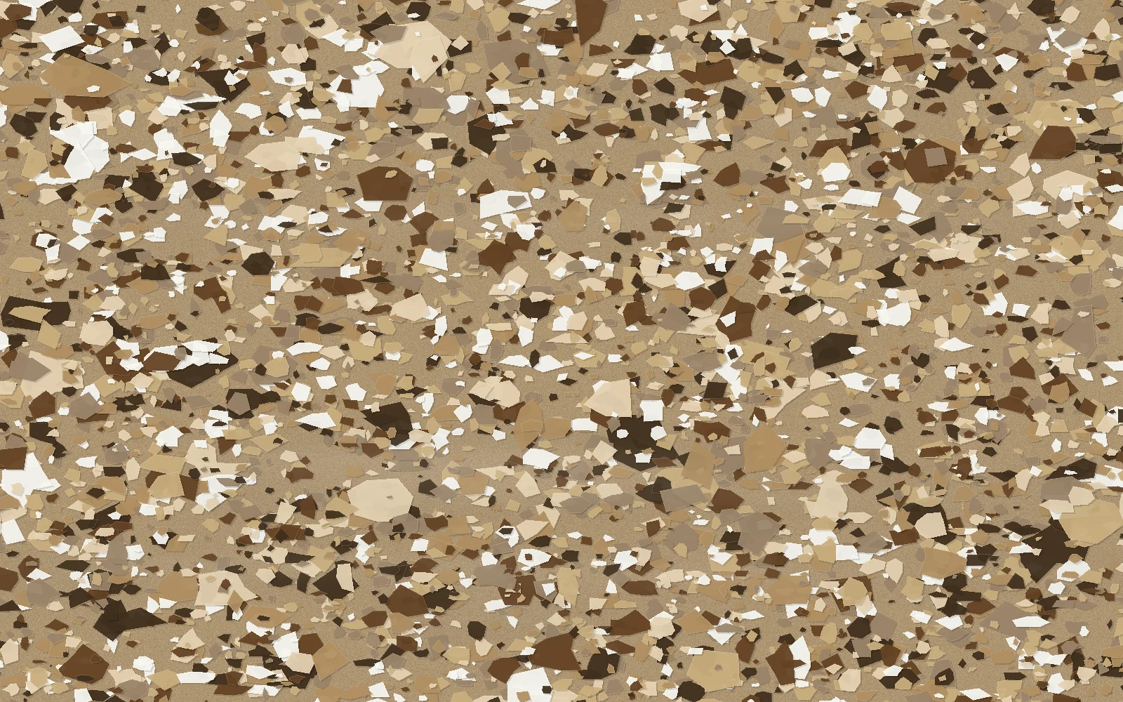 Brown, tan, cream, and white decorative flake floor coating sample