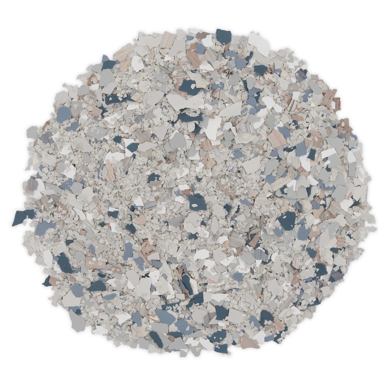 Acadia FB-4208 decorative terrazzo flake blend with gray, white, blue-gray, and warm neutral chips