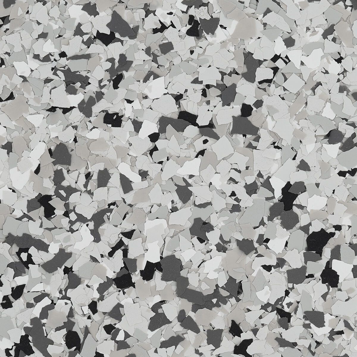 Gracious FB-916 decorative flake blend with white, gray, charcoal, and black chips