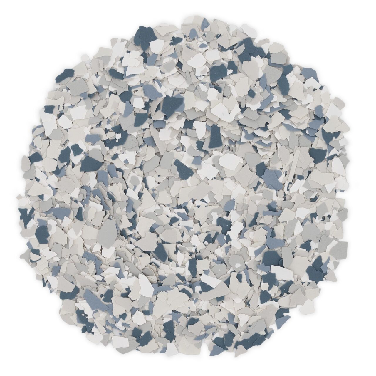 Tidal Wave FB-807 decorative flake blend with whites, grays, and blue-gray chips