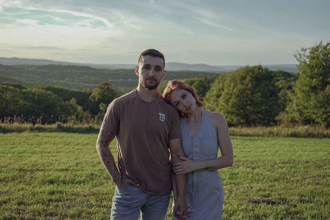 Joe Armstrong, co-owner of Next Level Epoxy Inc., with his wife on his family's farm